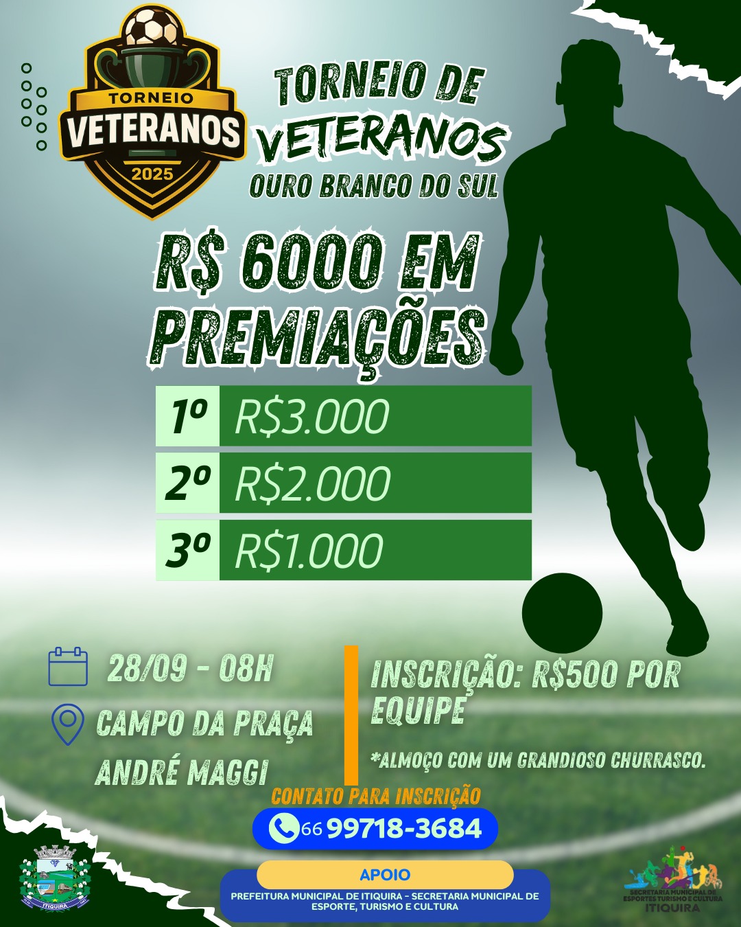 🎉 Torneio de Veteranos, com duas modalidades esportivas, grande almoço e música ao vivo, promete agitar Ouro Branco do Sul amanhã 🎉