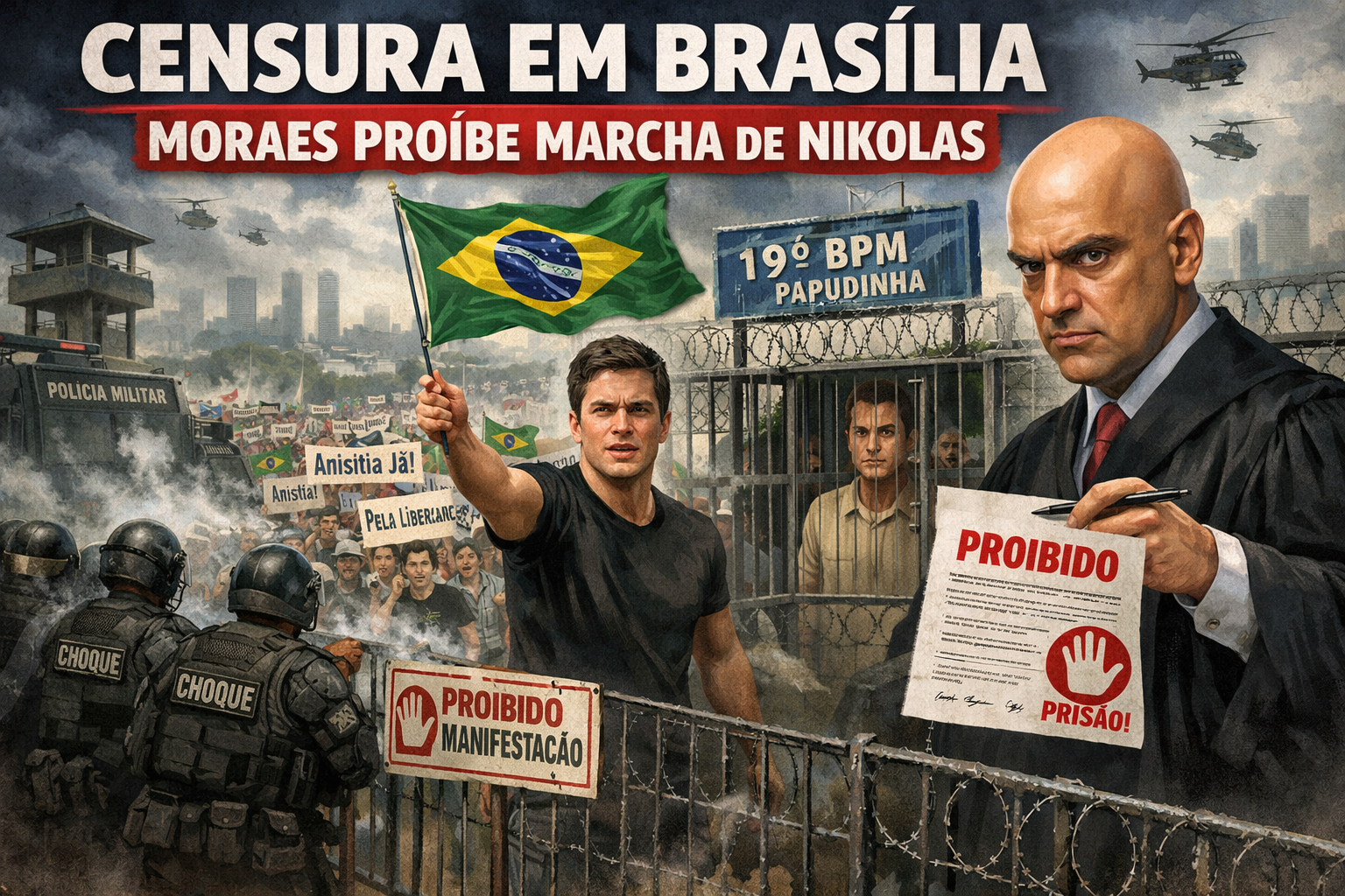 Censura em Brasília: Moraes Proíbe Manifestações na Papudinha e Tenta Blindar Sistema contra Caminhada de Nikolas