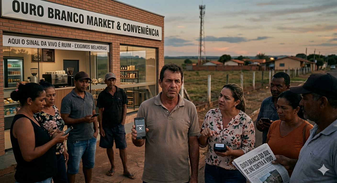 Moradores e comerciantes de Ouro Branco do Sul se unem contra a má prestação de serviço da Vivo