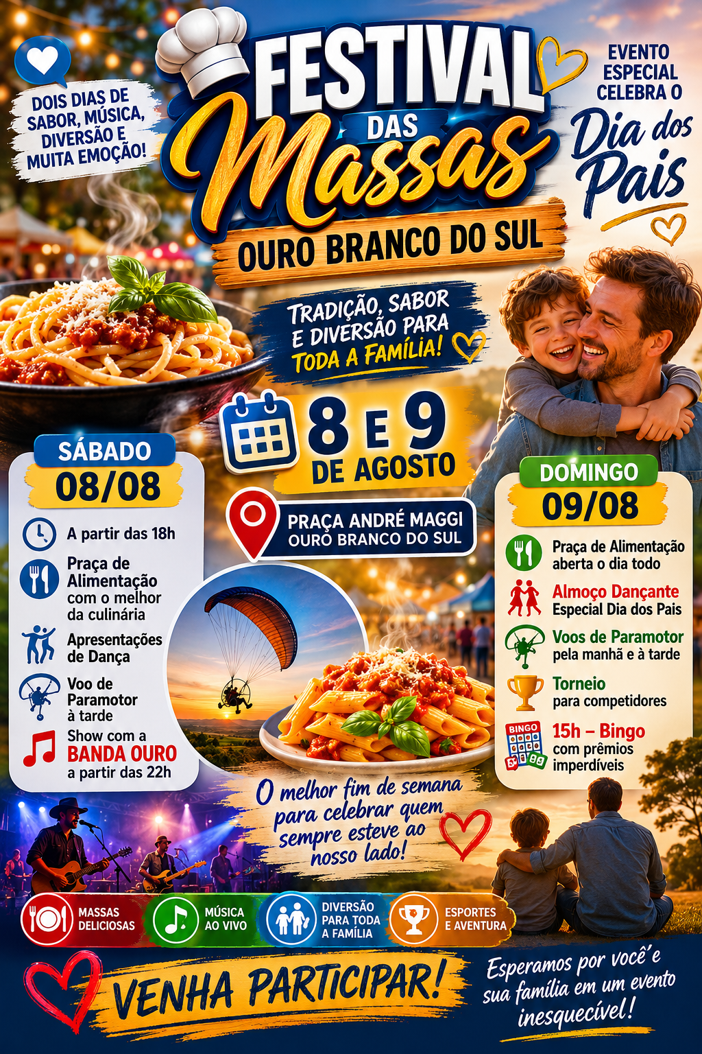 Festival das Massas: Evento especial celebra o Dia dos Pais em Ouro Branco do Sul