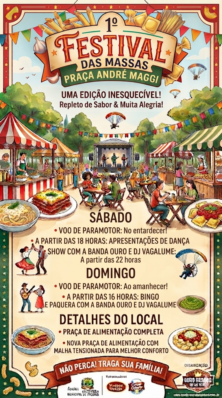 FESTIVAL DAS MASSAS TERÁ DOIS DIAS DE CULTURA, GASTRONOMIA E DIVERSÃO EM OURO BRANCO DO SUL