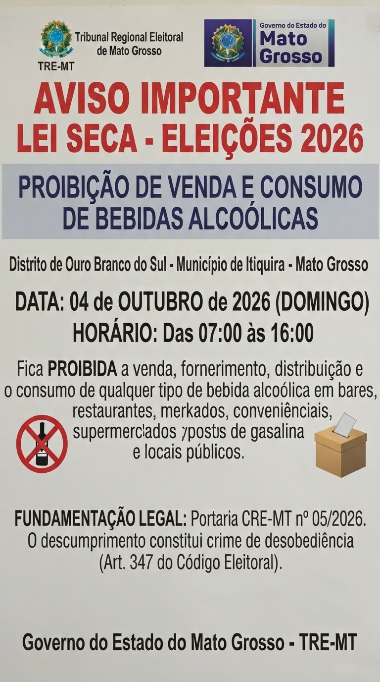 Lei Seca: venda e consumo de bebidas alcoólicas ficam proibidos durante a votação neste domingo